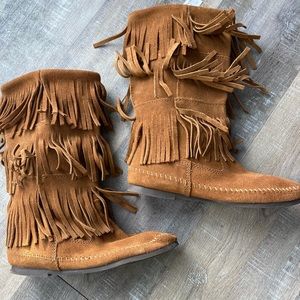 Minnetonka three layer fringe boot